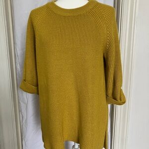 All Row Mustard Women's Ribbed Crew Neck Sweater